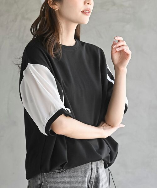 rps(アールピーエス)の「異素材ラインスリーブT(Tシャツ/カットソー・レディース・オフホワイト/ブラック・フリー)」の19枚目の写真