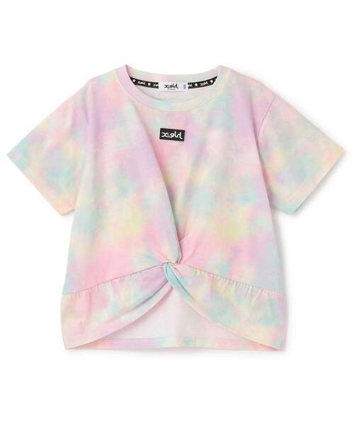 X-girl Stages（エックスガールステージス）の「【人気商品再入荷】【直営店で取り扱い無し】ヘムノットタイダイ半袖Tシャツ（Tシャツ/カットソー・キッズ・カラフル/グリーン・120cm/130cm/140cm）」の2枚目の写真