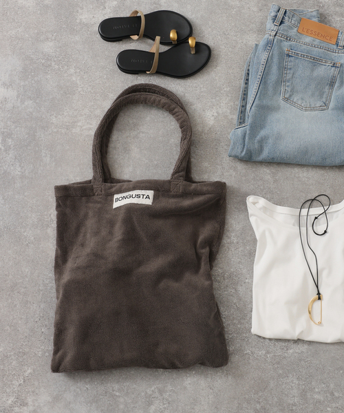 BONGUSTA(ボングスタ)の「《追加 / 一部カラーWEB限定》BONGUSTA/ボングスタ STRIPED トートバッグ(トートバッグ・レディース・パープル/ネイビー/アイボリー/チョコ/モスグリーン/ブラウン・FREE)」の4枚目の写真