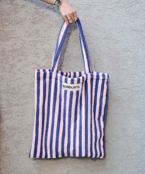 BONGUSTA(ボングスタ)の「《追加 / 一部カラーWEB限定》BONGUSTA/ボングスタ STRIPED トートバッグ(トートバッグ・レディース・パープル/ネイビー/アイボリー/チョコ/モスグリーン/ブラウン・FREE)」の6枚目の写真