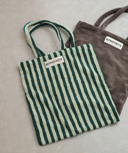 BONGUSTA(ボングスタ)の「《追加 / 一部カラーWEB限定》BONGUSTA/ボングスタ STRIPED トートバッグ(トートバッグ・レディース・パープル/ネイビー/アイボリー/チョコ/モスグリーン/ブラウン・FREE)」の5枚目の写真