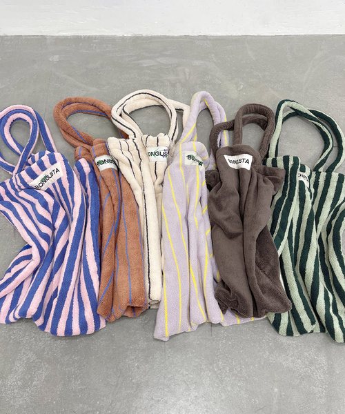 BONGUSTA(ボングスタ)の「《追加 / 一部カラーWEB限定》BONGUSTA/ボングスタ STRIPED トートバッグ(トートバッグ・レディース・パープル/ネイビー/アイボリー/チョコ/モスグリーン/ブラウン・FREE)」の9枚目の写真