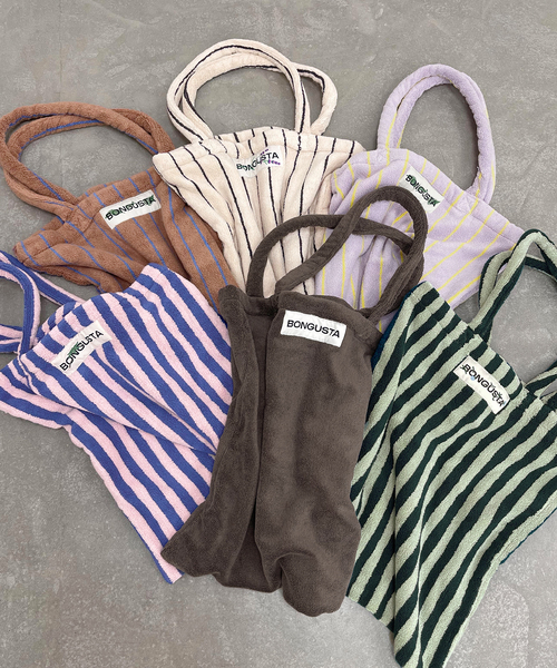 BONGUSTA(ボングスタ)の「《追加 / 一部カラーWEB限定》BONGUSTA/ボングスタ STRIPED トートバッグ(トートバッグ・レディース・パープル/ネイビー/アイボリー/チョコ/モスグリーン/ブラウン・FREE)」の11枚目の写真