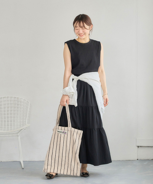 BONGUSTA(ボングスタ)の「《追加 / 一部カラーWEB限定》BONGUSTA/ボングスタ STRIPED トートバッグ(トートバッグ・レディース・パープル/ネイビー/アイボリー/チョコ/モスグリーン/ブラウン・FREE)」の12枚目の写真