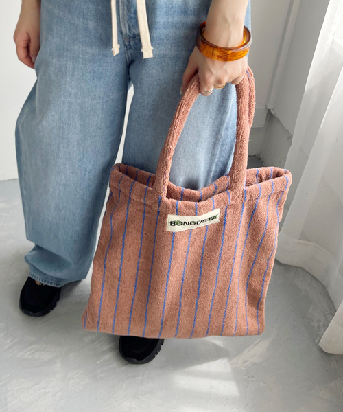 BONGUSTA(ボングスタ)の「《追加 / 一部カラーWEB限定》BONGUSTA/ボングスタ STRIPED トートバッグ(トートバッグ・レディース・パープル/ネイビー/アイボリー/チョコ/モスグリーン/ブラウン・FREE)」の16枚目の写真