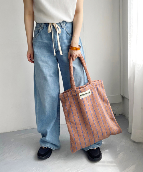 BONGUSTA(ボングスタ)の「《追加 / 一部カラーWEB限定》BONGUSTA/ボングスタ STRIPED トートバッグ(トートバッグ・レディース・パープル/ネイビー/アイボリー/チョコ/モスグリーン/ブラウン・FREE)」の17枚目の写真