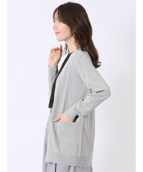 m.f.editorial(エムエフエディトリアル)の「【ストレッチ 接触冷感 UVカット 毛玉防止 ウォッシャブル】m.f.エディトリアル レディース 快適機能 ポケット付き ロング ニット カーディガン(カーディガン/ボレロ・レディース・ブラック/グレー・LARGE/MEDIUM)」の4枚目の写真