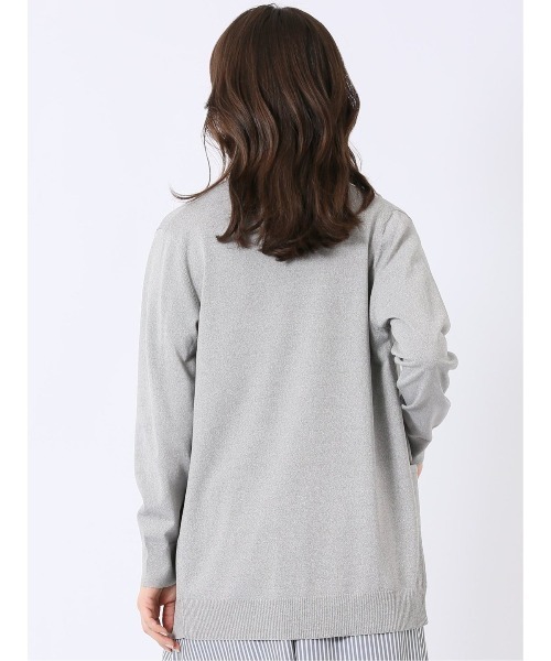 m.f.editorial(エムエフエディトリアル)の「【ストレッチ 接触冷感 UVカット 毛玉防止 ウォッシャブル】m.f.エディトリアル レディース 快適機能 ポケット付き ロング ニット カーディガン(カーディガン/ボレロ・レディース・ブラック/グレー・LARGE/MEDIUM)」の5枚目の写真