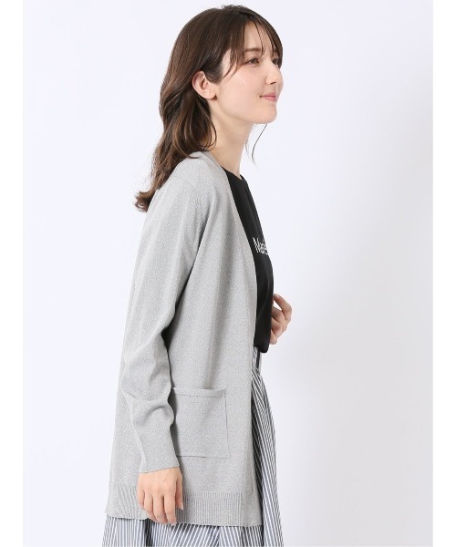 m.f.editorial(エムエフエディトリアル)の「【ストレッチ 接触冷感 UVカット 毛玉防止 ウォッシャブル】m.f.エディトリアル レディース 快適機能 ポケット付き ロング ニット カーディガン(カーディガン/ボレロ・レディース・ブラック/グレー・LARGE/MEDIUM)」の6枚目の写真