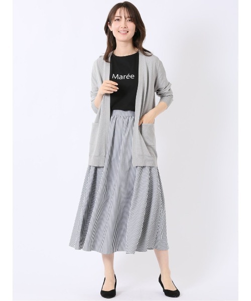 m.f.editorial(エムエフエディトリアル)の「【ストレッチ 接触冷感 UVカット 毛玉防止 ウォッシャブル】m.f.エディトリアル レディース 快適機能 ポケット付き ロング ニット カーディガン(カーディガン/ボレロ・レディース・ブラック/グレー・LARGE/MEDIUM)」の7枚目の写真