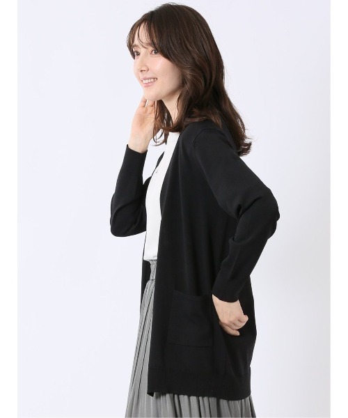 m.f.editorial(エムエフエディトリアル)の「【ストレッチ 接触冷感 UVカット 毛玉防止 ウォッシャブル】m.f.エディトリアル レディース 快適機能 ポケット付き ロング ニット カーディガン(カーディガン/ボレロ・レディース・ブラック/グレー・LARGE/MEDIUM)」の14枚目の写真