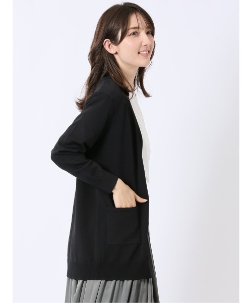 m.f.editorial(エムエフエディトリアル)の「【ストレッチ 接触冷感 UVカット 毛玉防止 ウォッシャブル】m.f.エディトリアル レディース 快適機能 ポケット付き ロング ニット カーディガン(カーディガン/ボレロ・レディース・ブラック/グレー・LARGE/MEDIUM)」の16枚目の写真