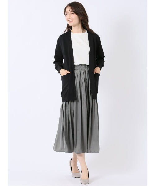 m.f.editorial(エムエフエディトリアル)の「【ストレッチ 接触冷感 UVカット 毛玉防止 ウォッシャブル】m.f.エディトリアル レディース 快適機能 ポケット付き ロング ニット カーディガン(カーディガン/ボレロ・レディース・ブラック/グレー・LARGE/MEDIUM)」の17枚目の写真