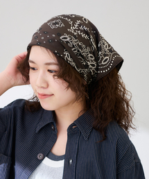 美品　manipuriマニプリ シルクスカーフKALEIDO BANDANA manipuri/マニプリ シルク65 KALEIDO BANDANA(ブラウン)（バンダナ
