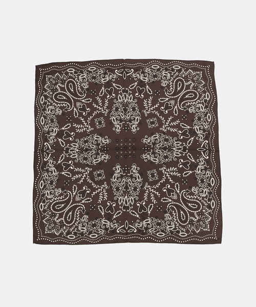 FRAMeWORK（フレームワーク）の「manipuri/マニプリ シルク65 KALEIDO BANDANA(ブラウン)（バンダナ/スカーフ・レディース・ブラウン・FREE）」の4枚目の写真