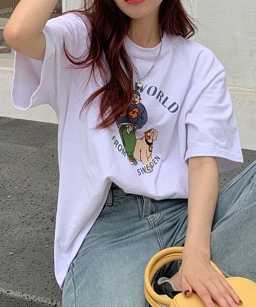 Flugge(フラッジー)の「イラストプリント半袖Tシャツ(Tシャツ/カットソー・レディース・ホワイト/オレンジ・LARGE/MEDIUM)」の3枚目の写真