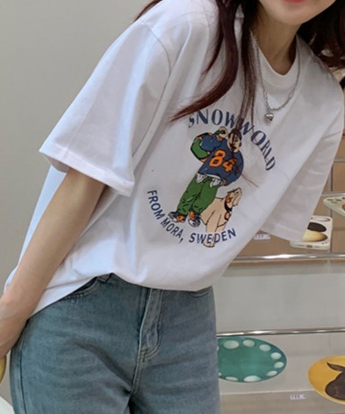 Flugge(フラッジー)の「イラストプリント半袖Tシャツ(Tシャツ/カットソー・レディース・ホワイト/オレンジ・LARGE/MEDIUM)」の5枚目の写真