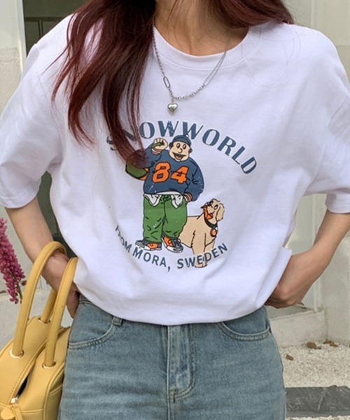 Flugge(フラッジー)の「イラストプリント半袖Tシャツ(Tシャツ/カットソー・レディース・ホワイト/オレンジ・LARGE/MEDIUM)」の7枚目の写真