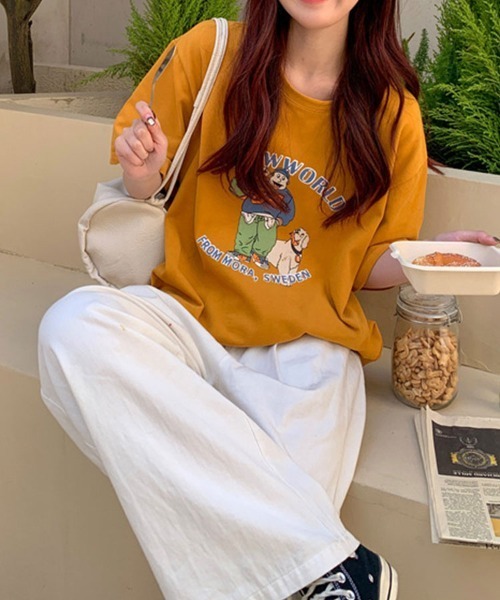 Flugge(フラッジー)の「イラストプリント半袖Tシャツ(Tシャツ/カットソー・レディース・ホワイト/オレンジ・LARGE/MEDIUM)」の8枚目の写真