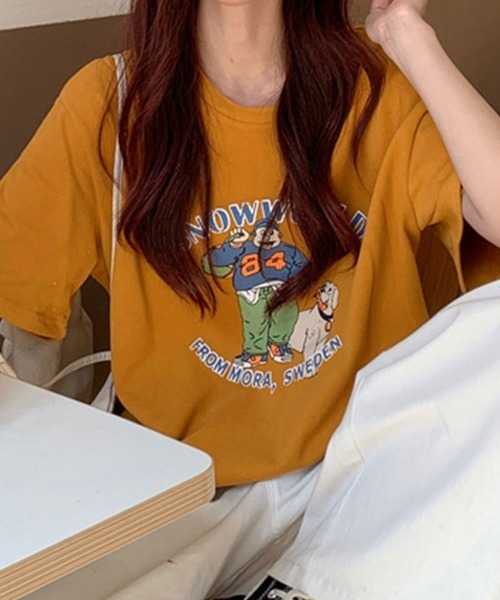 Flugge(フラッジー)の「イラストプリント半袖Tシャツ(Tシャツ/カットソー・レディース・ホワイト/オレンジ・LARGE/MEDIUM)」の9枚目の写真
