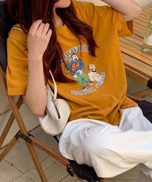 Flugge(フラッジー)の「イラストプリント半袖Tシャツ(Tシャツ/カットソー・レディース・ホワイト/オレンジ・LARGE/MEDIUM)」の10枚目の写真