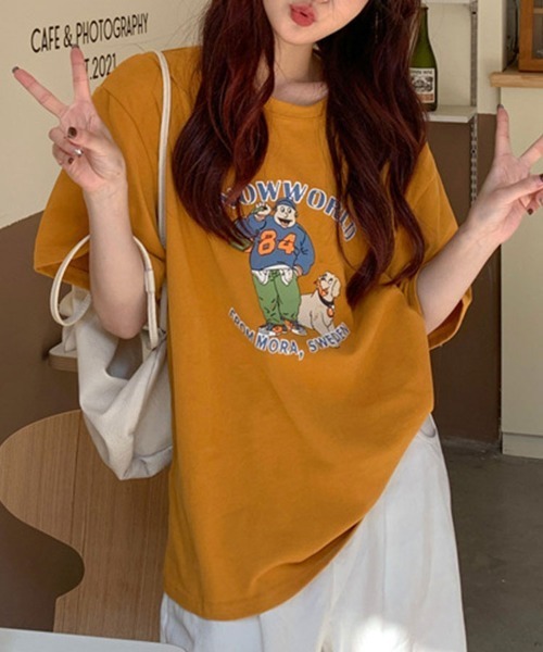 Flugge(フラッジー)の「イラストプリント半袖Tシャツ(Tシャツ/カットソー・レディース・ホワイト/オレンジ・LARGE/MEDIUM)」の15枚目の写真
