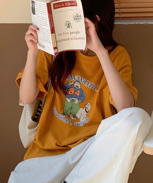Flugge(フラッジー)の「イラストプリント半袖Tシャツ(Tシャツ/カットソー・レディース・ホワイト/オレンジ・LARGE/MEDIUM)」の16枚目の写真