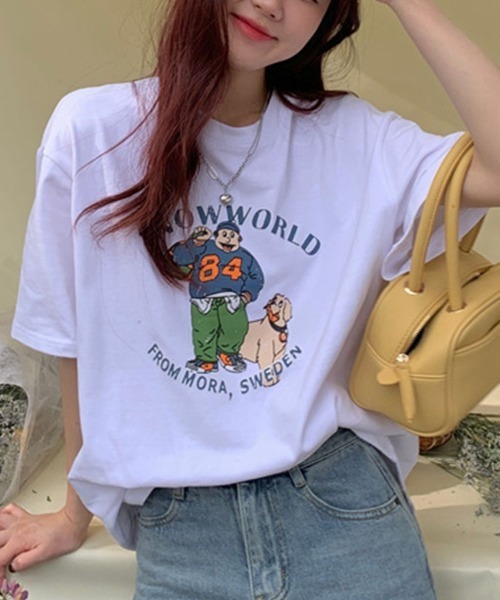 Flugge(フラッジー)の「イラストプリント半袖Tシャツ(Tシャツ/カットソー・レディース・ホワイト/オレンジ・LARGE/MEDIUM)」の17枚目の写真