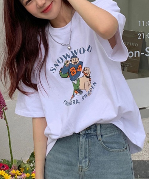 Flugge(フラッジー)の「イラストプリント半袖Tシャツ(Tシャツ/カットソー・レディース・ホワイト/オレンジ・LARGE/MEDIUM)」の18枚目の写真