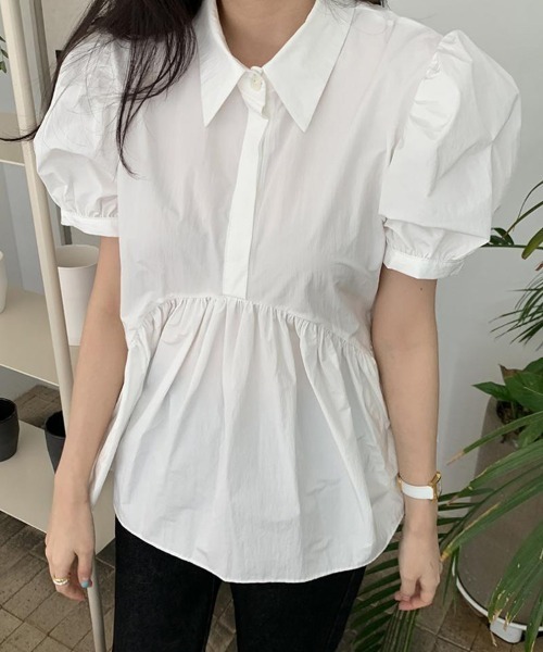 mielu(ミエル)の「パフスリーブチュニック(シャツ/ブラウス・レディース・ホワイト/ブラック・LARGE/MEDIUM)」の10枚目の写真