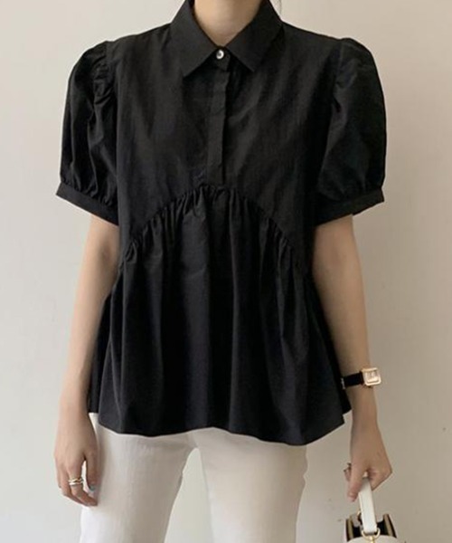 mielu(ミエル)の「パフスリーブチュニック(シャツ/ブラウス・レディース・ホワイト/ブラック・LARGE/MEDIUM)」の5枚目の写真