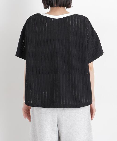 NANO universe(ナノユニバース)の「カットジャガードドロストヘムトップス(Tシャツ/カットソー・レディース・ブラック/アイボリー/ベージュ・FREE)」の7枚目の写真