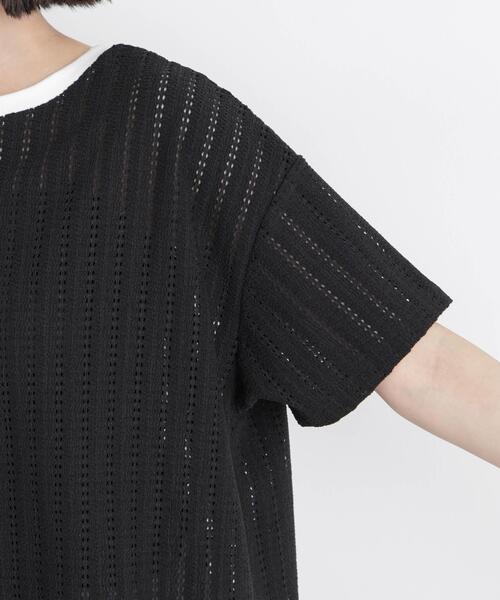 NANO universe(ナノユニバース)の「カットジャガードドロストヘムトップス(Tシャツ/カットソー・レディース・ブラック/アイボリー/ベージュ・FREE)」の9枚目の写真