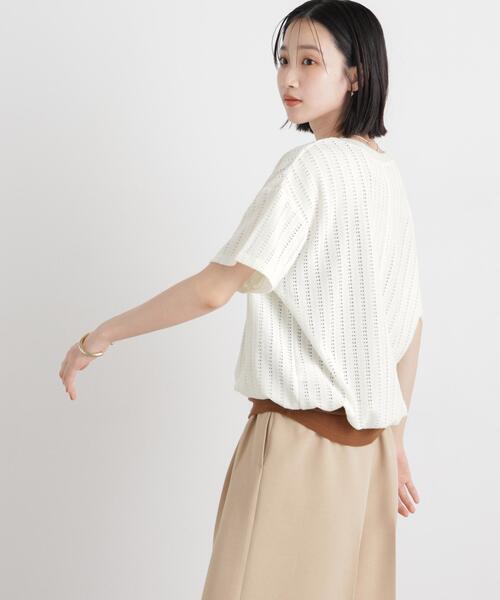 NANO universe(ナノユニバース)の「カットジャガードドロストヘムトップス(Tシャツ/カットソー・レディース・ブラック/アイボリー/ベージュ・FREE)」の15枚目の写真