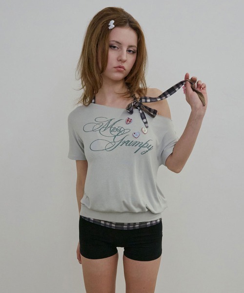 SCULPTOR(スカルプター)の「Miss Grumpy Tee(Tシャツ/カットソー・レディース・オートミール/ホワイト/ブルー・SMALL/LARGE/MEDIUM)」の2枚目の写真