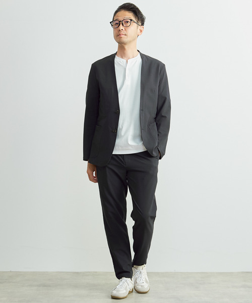 MEN'S MELROSE(メンズメルローズ)の「ソロテックスサッカーイージーノーカラージャケット(セットアップ可)(ノーカラージャケット・メンズ・ネイビー/グレー・2/5/3/4)」の21枚目の写真