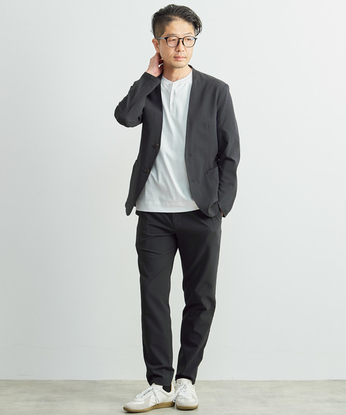 MEN'S MELROSE(メンズメルローズ)の「ソロテックスサッカーイージーノーカラージャケット(セットアップ可)(ノーカラージャケット・メンズ・ネイビー/グレー・2/5/3/4)」の22枚目の写真