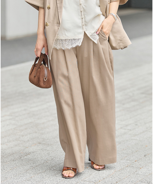 JOURNAL STANDARD(ジャーナルスタンダード)の「リネンライクロングスラブパンツ(その他パンツ・レディース・ブラック/ベージュ・38/36)」の2枚目の写真