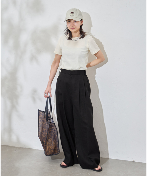 JOURNAL STANDARD(ジャーナルスタンダード)の「リネンライクロングスラブパンツ(その他パンツ・レディース・ブラック/ベージュ・38/36)」の20枚目の写真