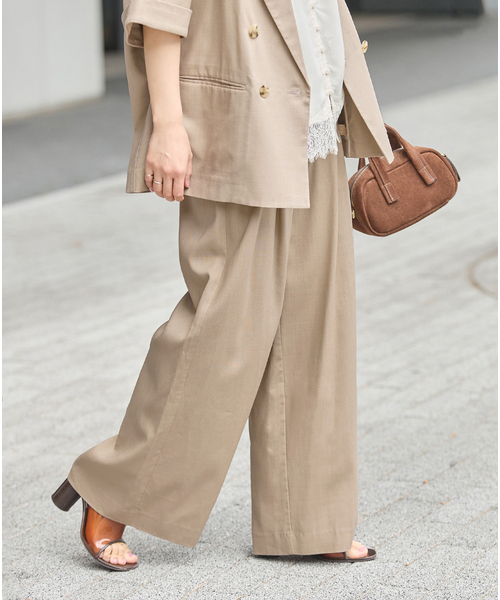 JOURNAL STANDARD(ジャーナルスタンダード)の「リネンライクロングスラブパンツ(その他パンツ・レディース・ブラック/ベージュ・38/36)」の3枚目の写真