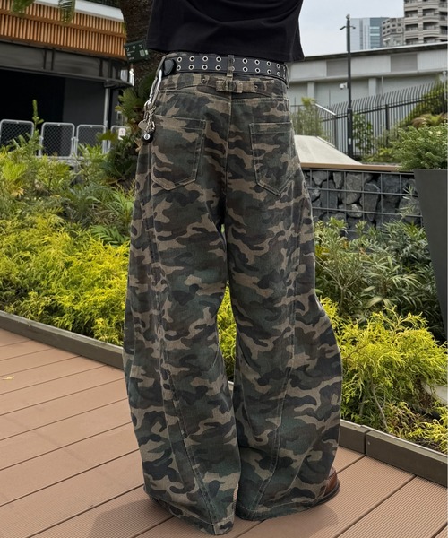 ADAMASTE(アダマスト)の「Vintage Like Camouflage Wide Pants - ヴィンテージライクカモフラージュワイドパンツ(デニムパンツ・メンズ・カーキ/ブラック・SMALL/MEDIUM/LARGE)」の4枚目の写真