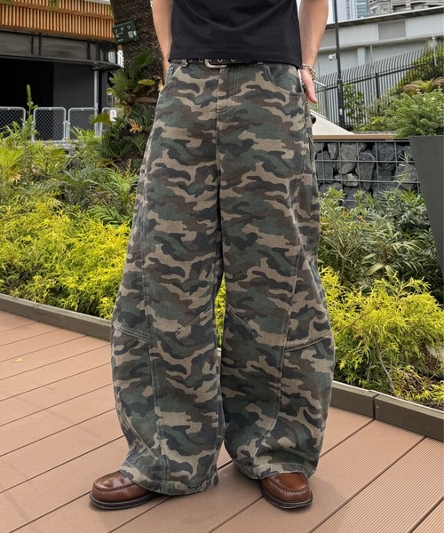 ADAMASTE(アダマスト)の「Vintage Like Camouflage Wide Pants - ヴィンテージライクカモフラージュワイドパンツ(デニムパンツ・メンズ・カーキ/ブラック・SMALL/MEDIUM/LARGE)」の5枚目の写真