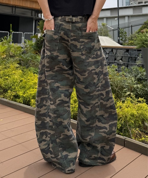 ADAMASTE(アダマスト)の「Vintage Like Camouflage Wide Pants - ヴィンテージライクカモフラージュワイドパンツ(デニムパンツ・メンズ・カーキ/ブラック・SMALL/MEDIUM/LARGE)」の6枚目の写真