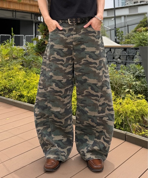 ADAMASTE(アダマスト)の「Vintage Like Camouflage Wide Pants - ヴィンテージライクカモフラージュワイドパンツ(デニムパンツ・メンズ・カーキ/ブラック・SMALL/MEDIUM/LARGE)」の3枚目の写真