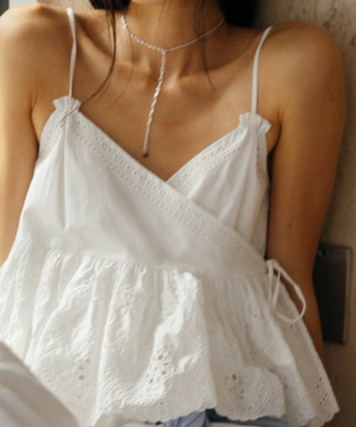 CREDONA（クレドナ）の「LACE PATCHWORK TOPS/レースパッチワークトップス（Tシャツ/カットソー・レディース・ホワイト/ブラック・FREE）」の15枚目の写真