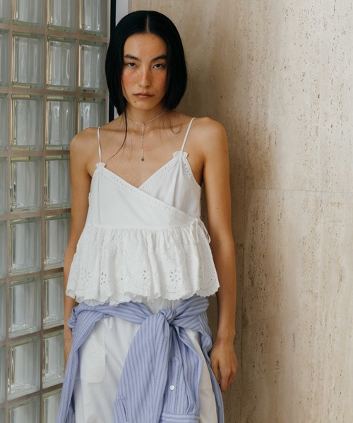 CREDONA（クレドナ）の「LACE PATCHWORK TOPS/レースパッチワークトップス（Tシャツ/カットソー・レディース・ホワイト/ブラック・FREE）」の7枚目の写真