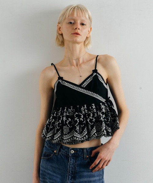 CREDONA（クレドナ）の「LACE PATCHWORK TOPS/レースパッチワークトップス（Tシャツ/カットソー・レディース・ホワイト/ブラック・FREE）」の17枚目の写真