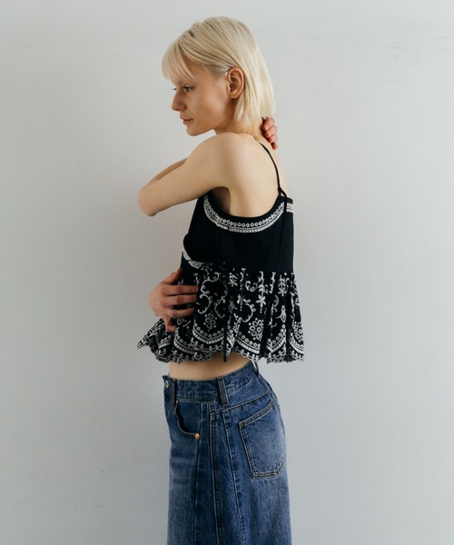 CREDONA（クレドナ）の「LACE PATCHWORK TOPS/レースパッチワークトップス（Tシャツ/カットソー・レディース・ホワイト/ブラック・FREE）」の19枚目の写真