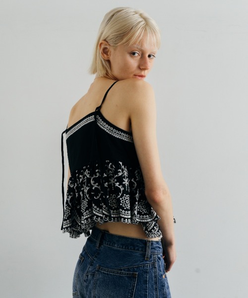 CREDONA（クレドナ）の「LACE PATCHWORK TOPS/レースパッチワークトップス（Tシャツ/カットソー・レディース・ホワイト/ブラック・FREE）」の21枚目の写真