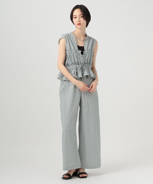 BAYFLOW（ベイフロー）の「チェックシャーリングサロペ（サロペット/オーバーオール・レディース・ブルー/ブラック・SMALL/MEDIUM）」の2枚目の写真